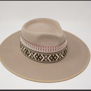 Olive & Pique Wide Brim BELLAMY Rancher Hat Southwest motif 100% wool